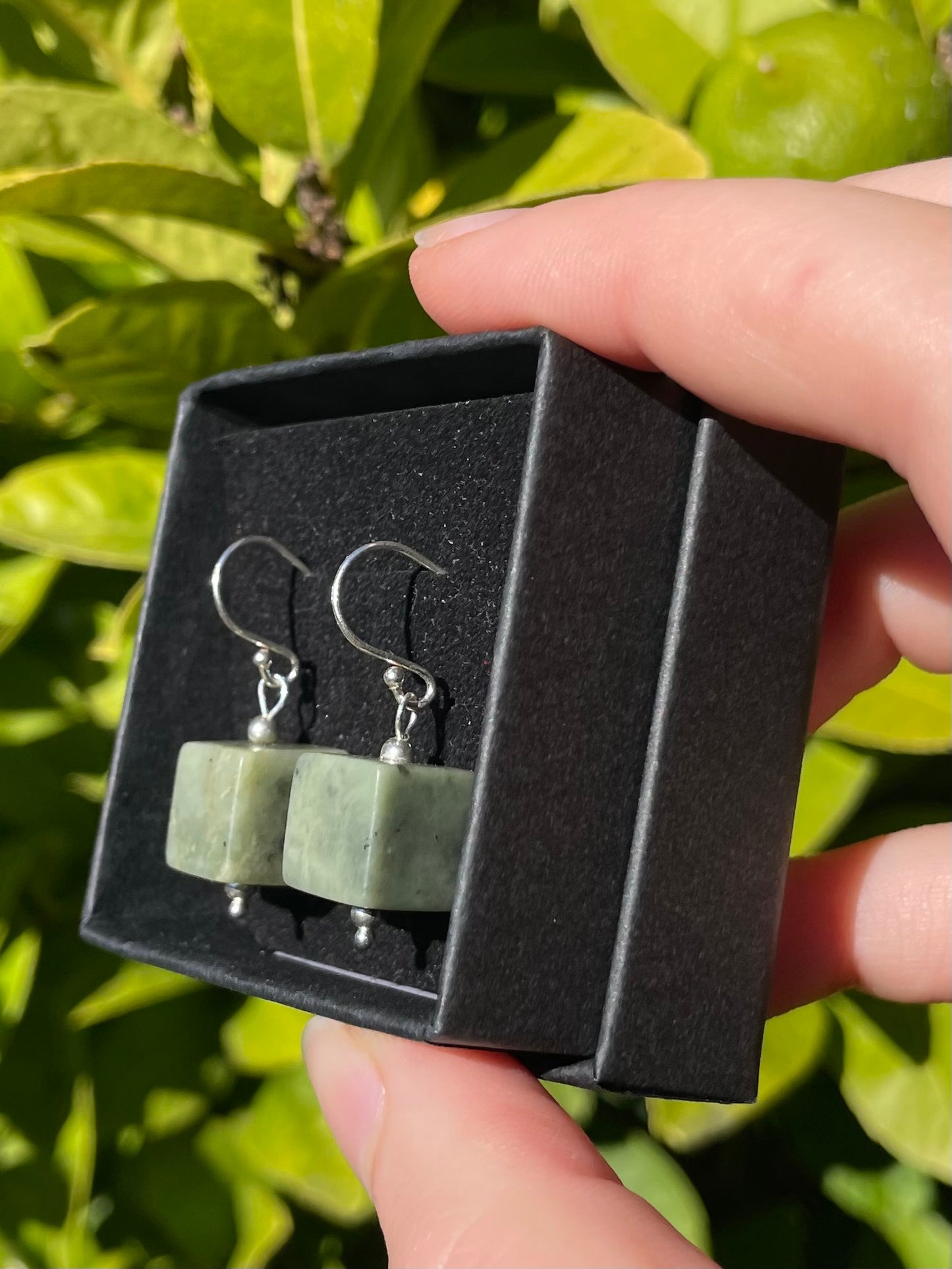 Tasmanian Jade handmade bead sterling silver earrings