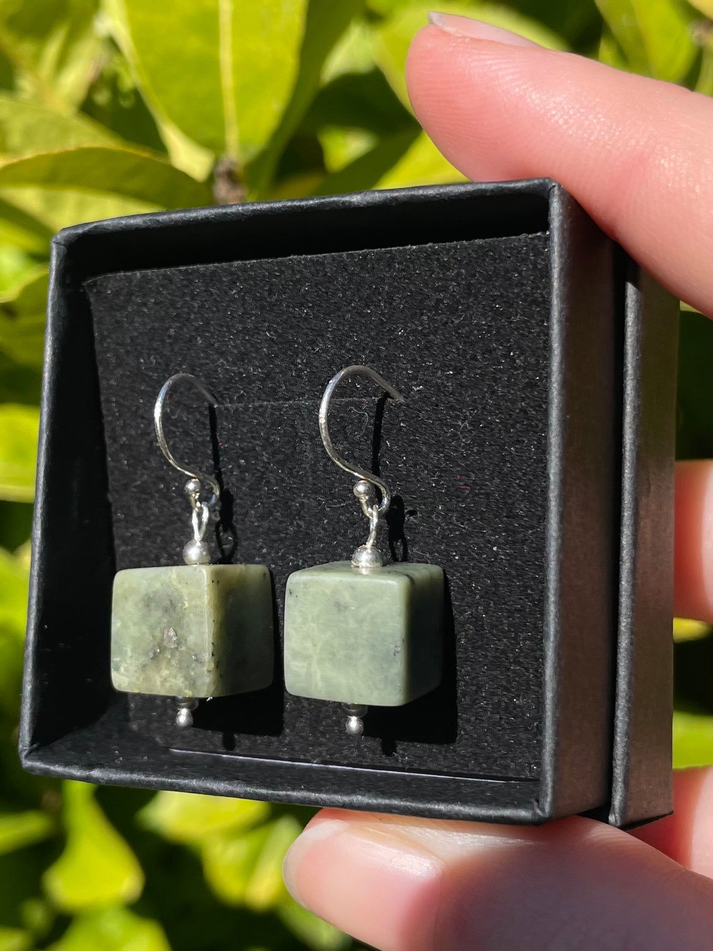 Tasmanian Jade handmade bead sterling silver earrings