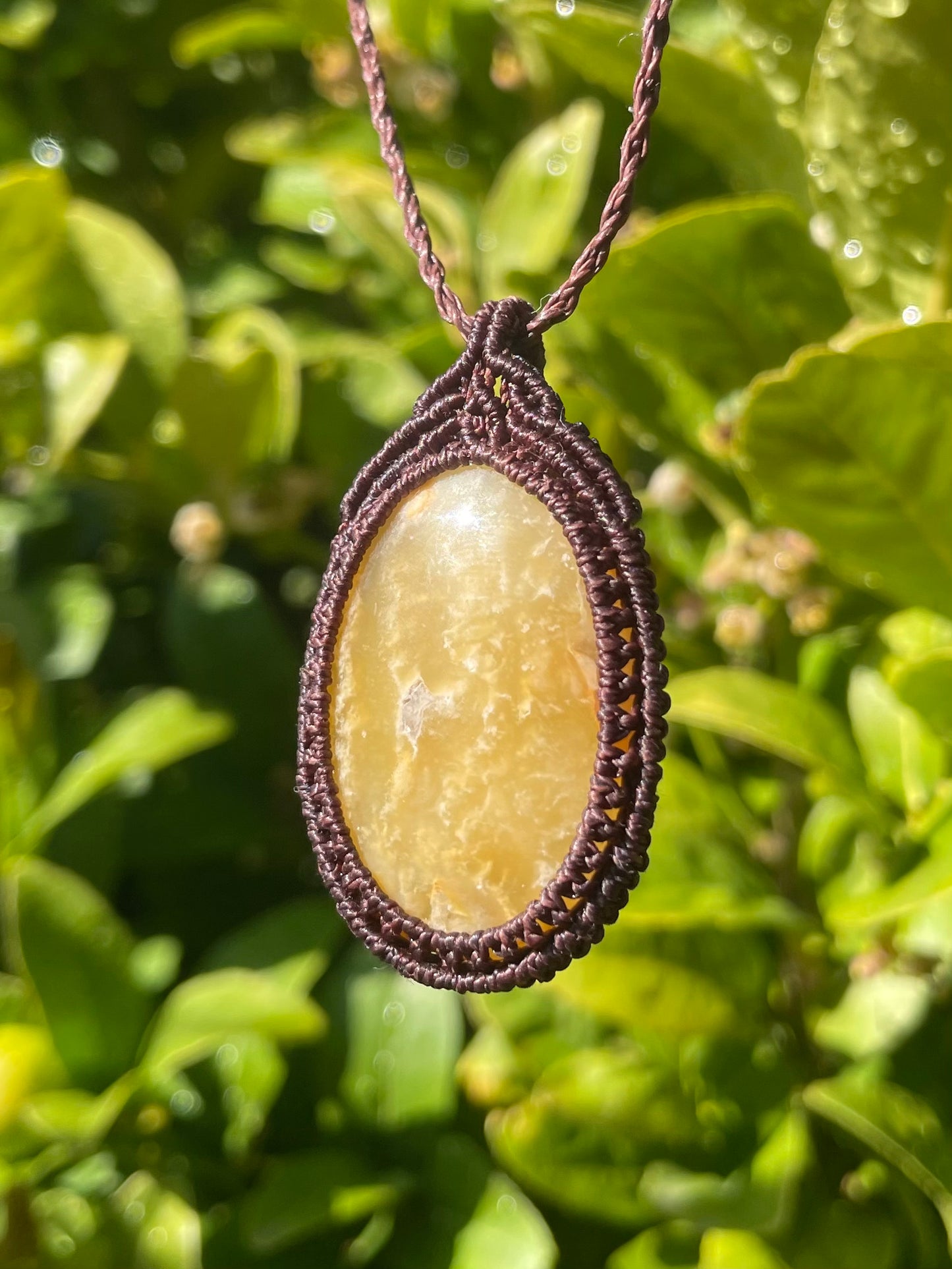 Tasmanian sunshine Chalcedony macrame necklace