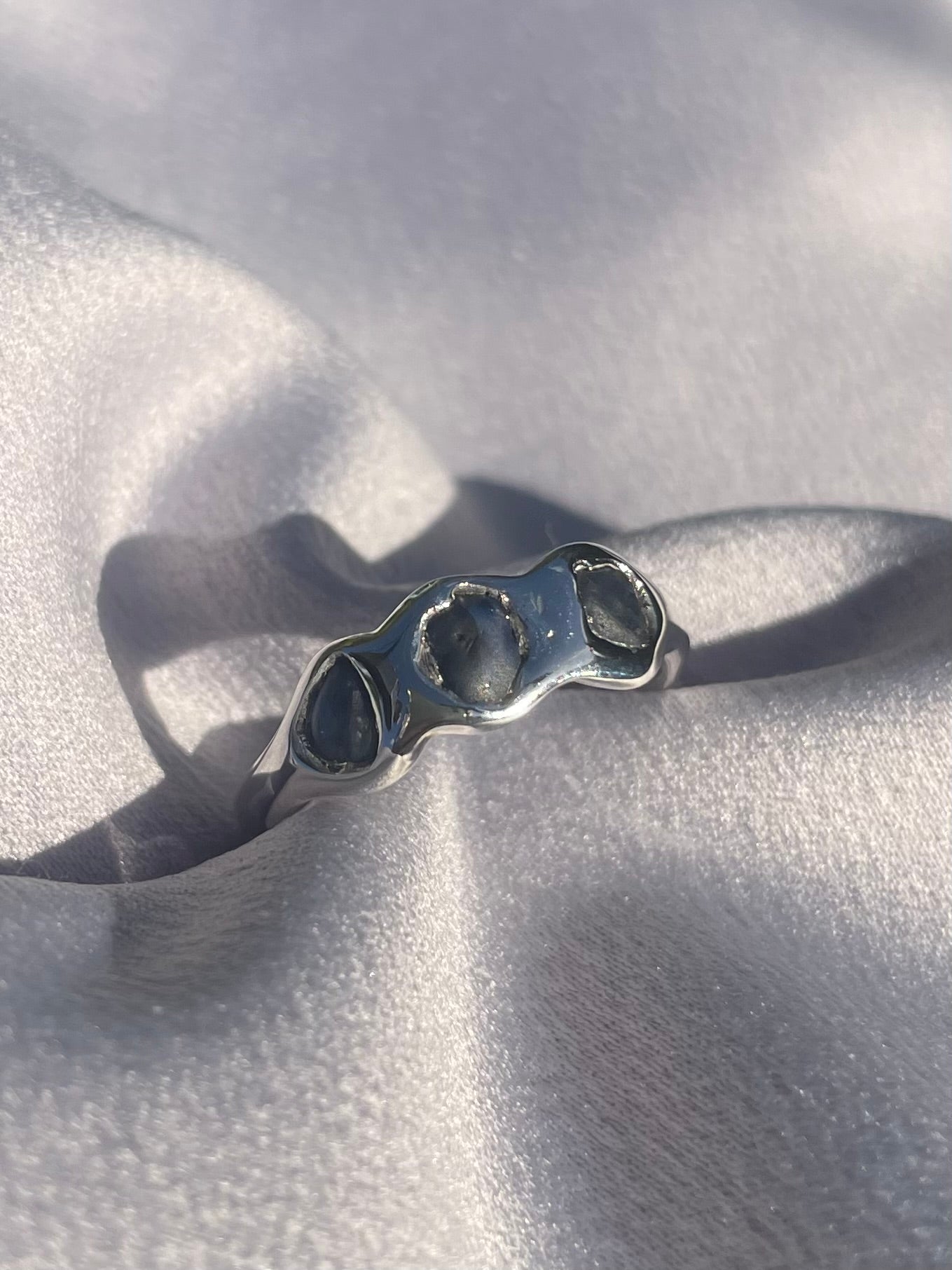 Raw Tasmanian Sapphire Sterling silver ring