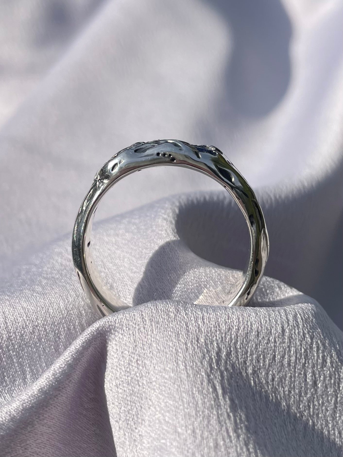 Raw Tasmanian Sapphire sterling silver ring