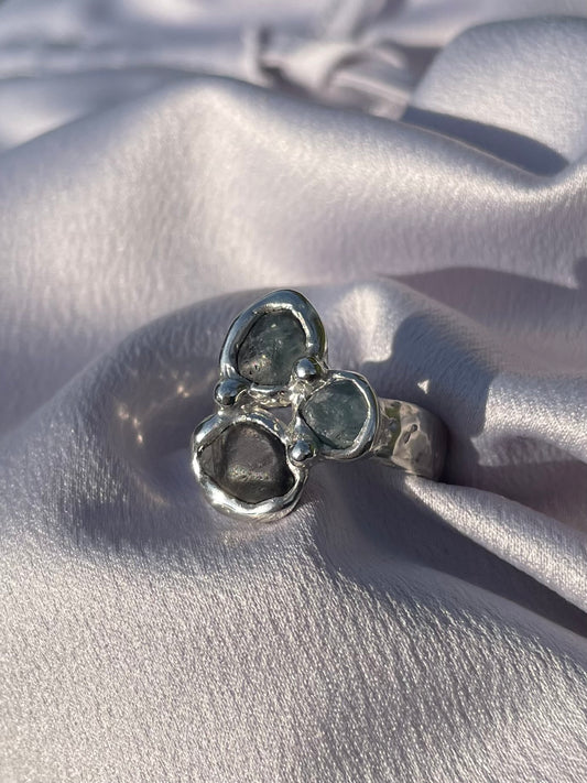 Raw Tasmanian Sapphire sterling silver ring