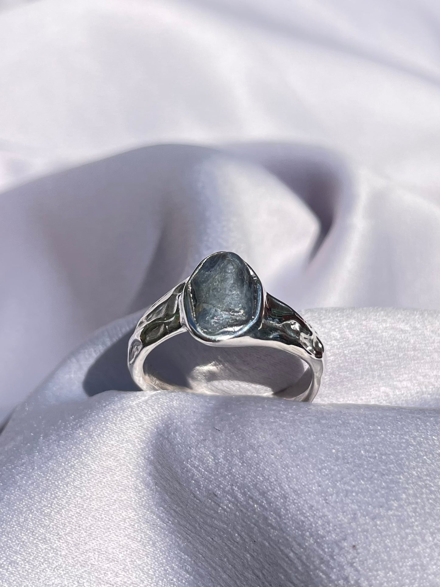 Raw Tasmanian Sapphire sterling silver ring