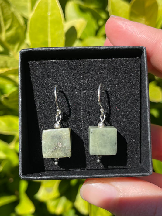 Tasmanian Jade handmade bead sterling silver earrings