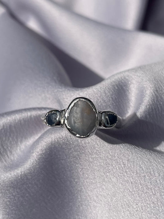 Raw Tasmanian Sapphire sterling silver ring