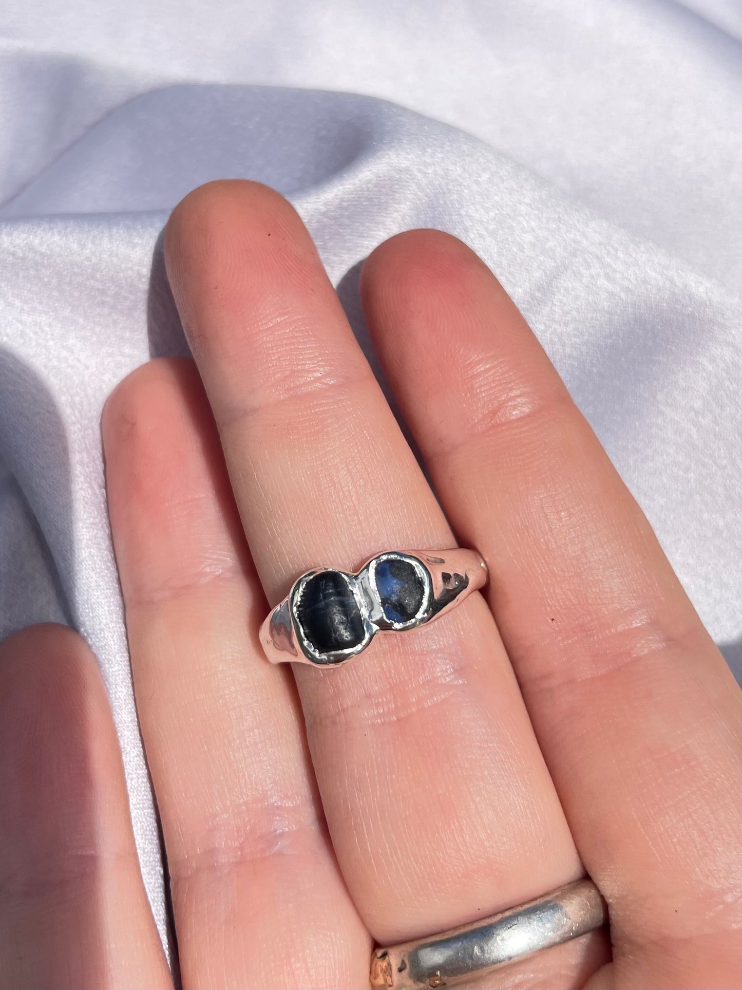 Raw Tasmanian Sapphire sterling silver ring