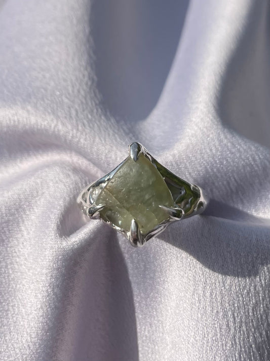 Raw Tasmanian Sapphire sterling silver ring