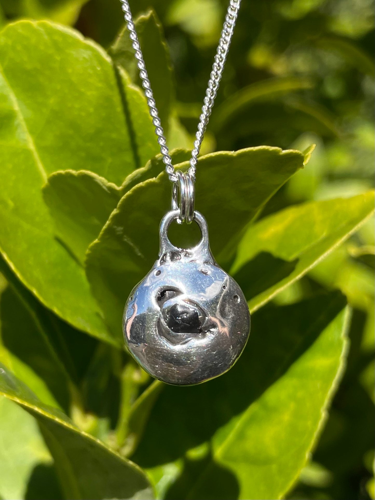 Raw Tasmanian Sapphire sterling silver necklace