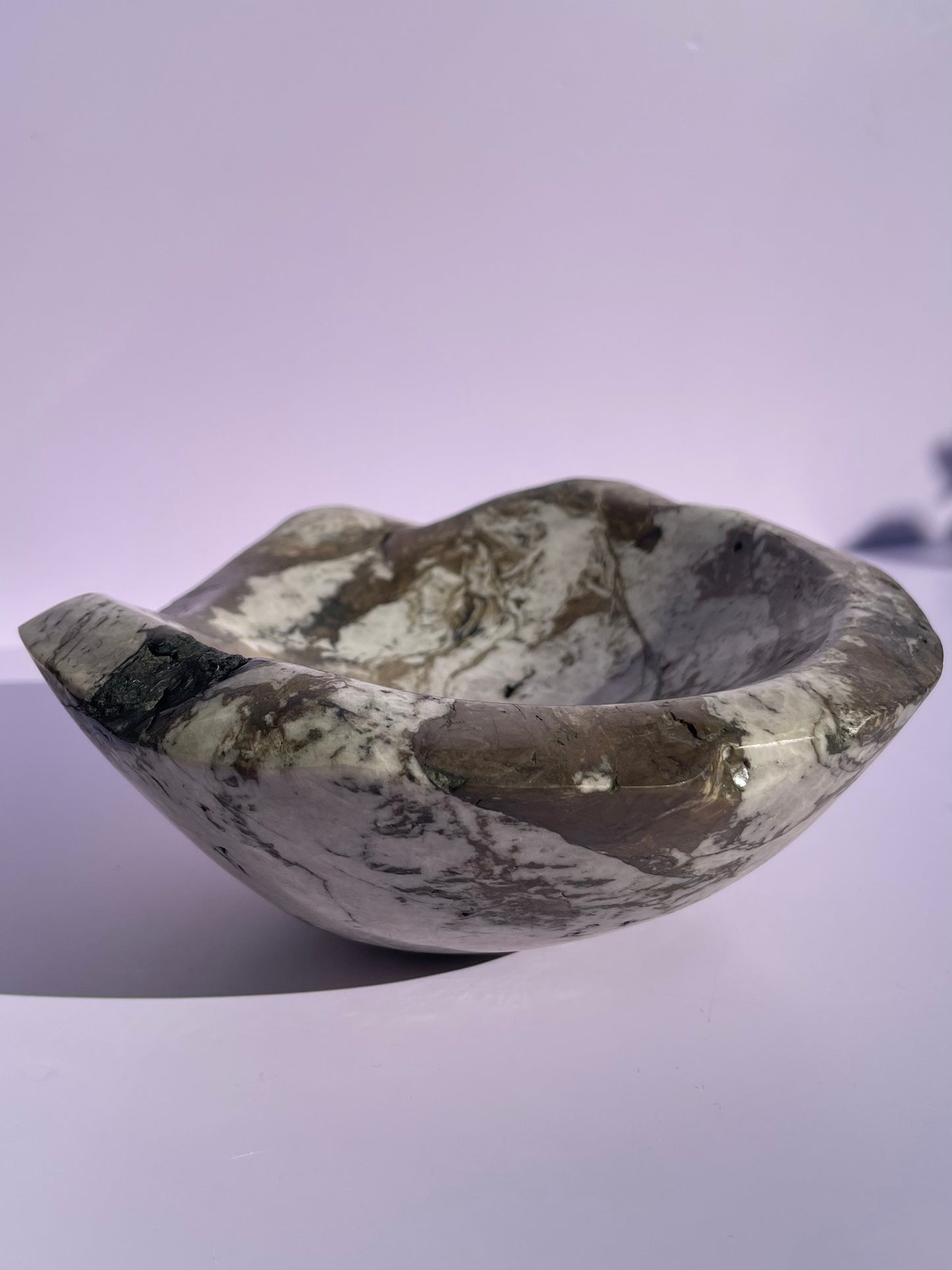 Tasmanian Zebra Quartz entirely carved bowl