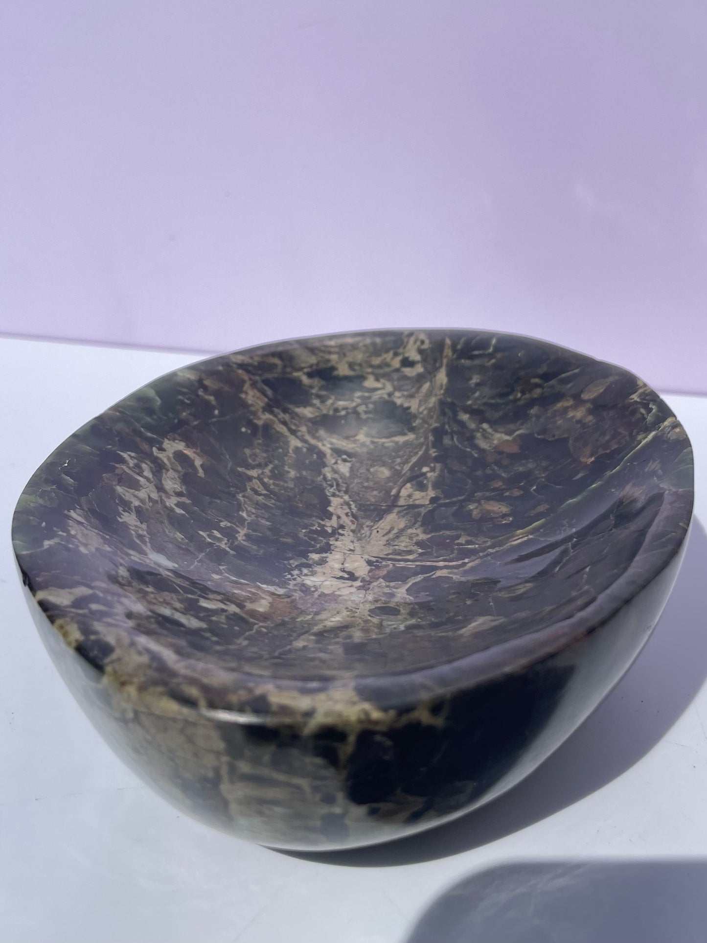 Tasmanian Serpentine Pyroxene entirely carved bowl