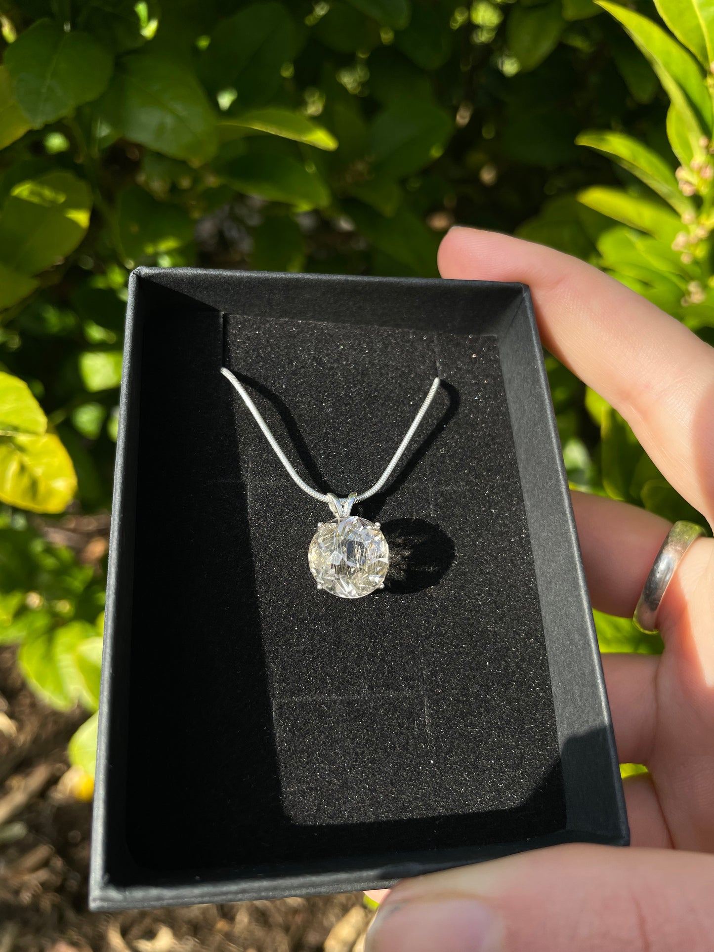 Tasmanian Rutilated Quartz sterling silver pendant necklace