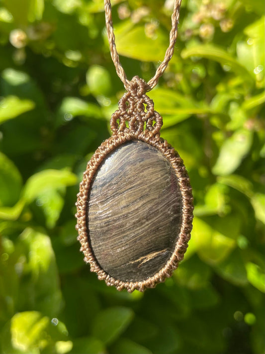 Tasmanian Petrified Wood macrame necklace