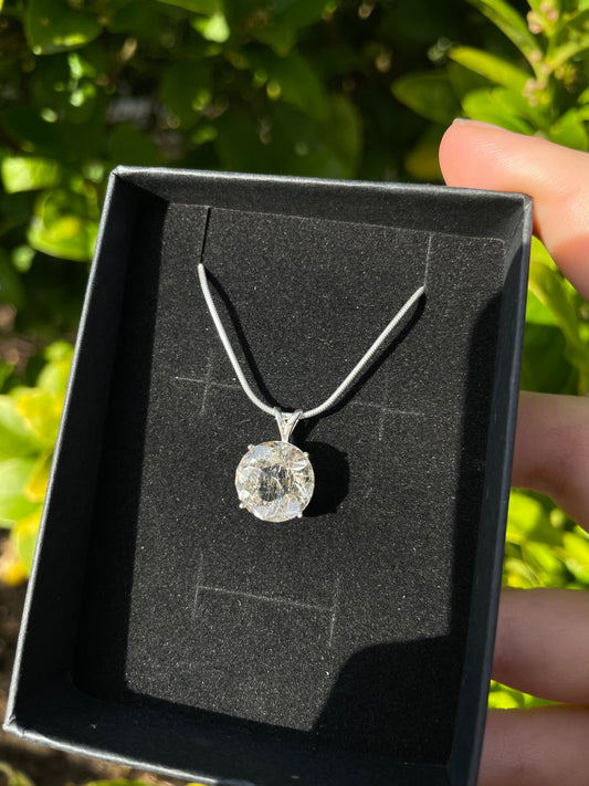 Tasmanian Rutilated Quartz sterling silver pendant necklace