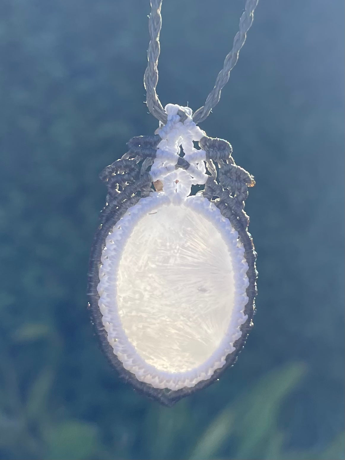 Tasmanian Intergrown Natrolite macrame necklace