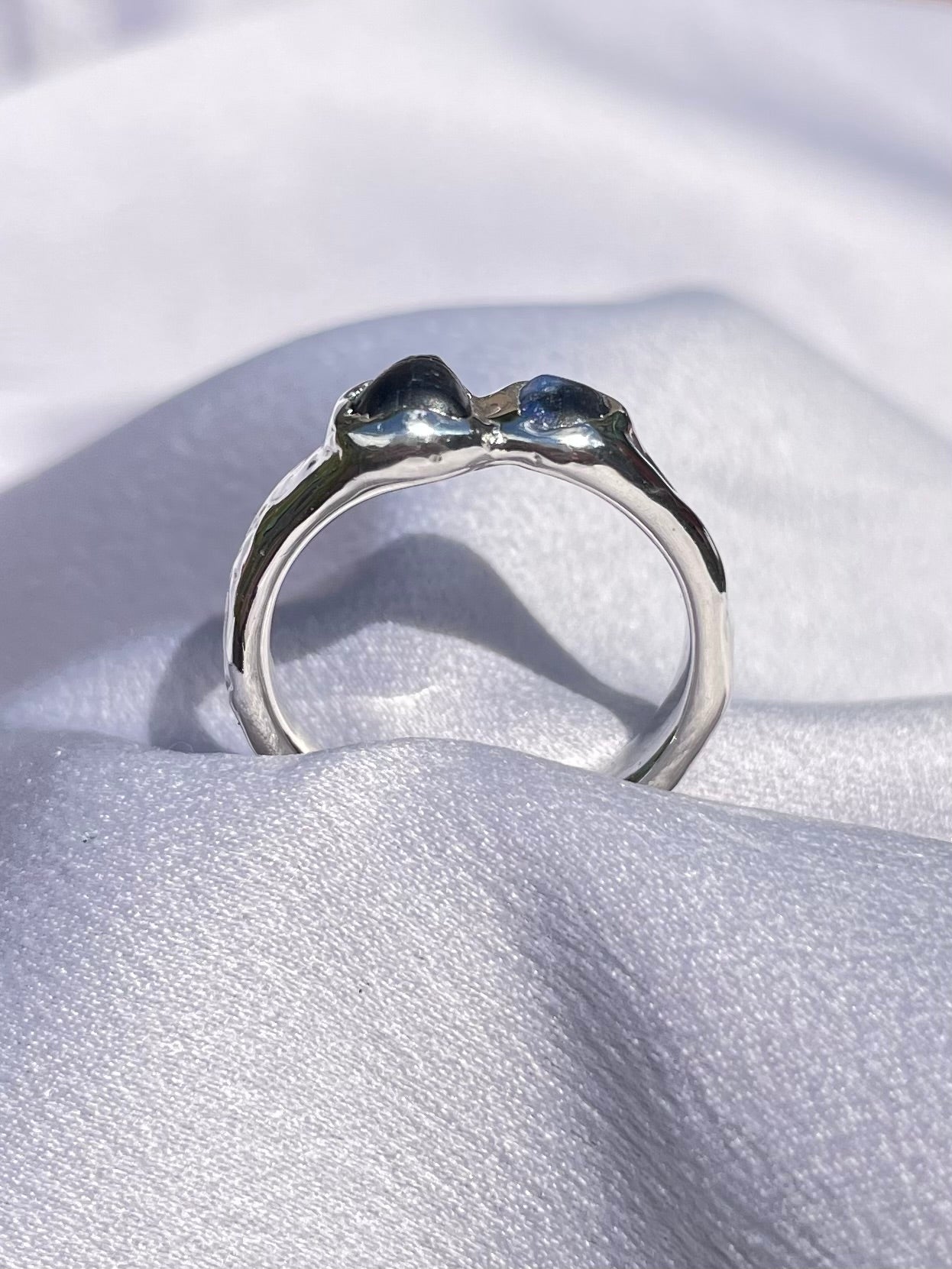 Raw Tasmanian Sapphire sterling silver ring