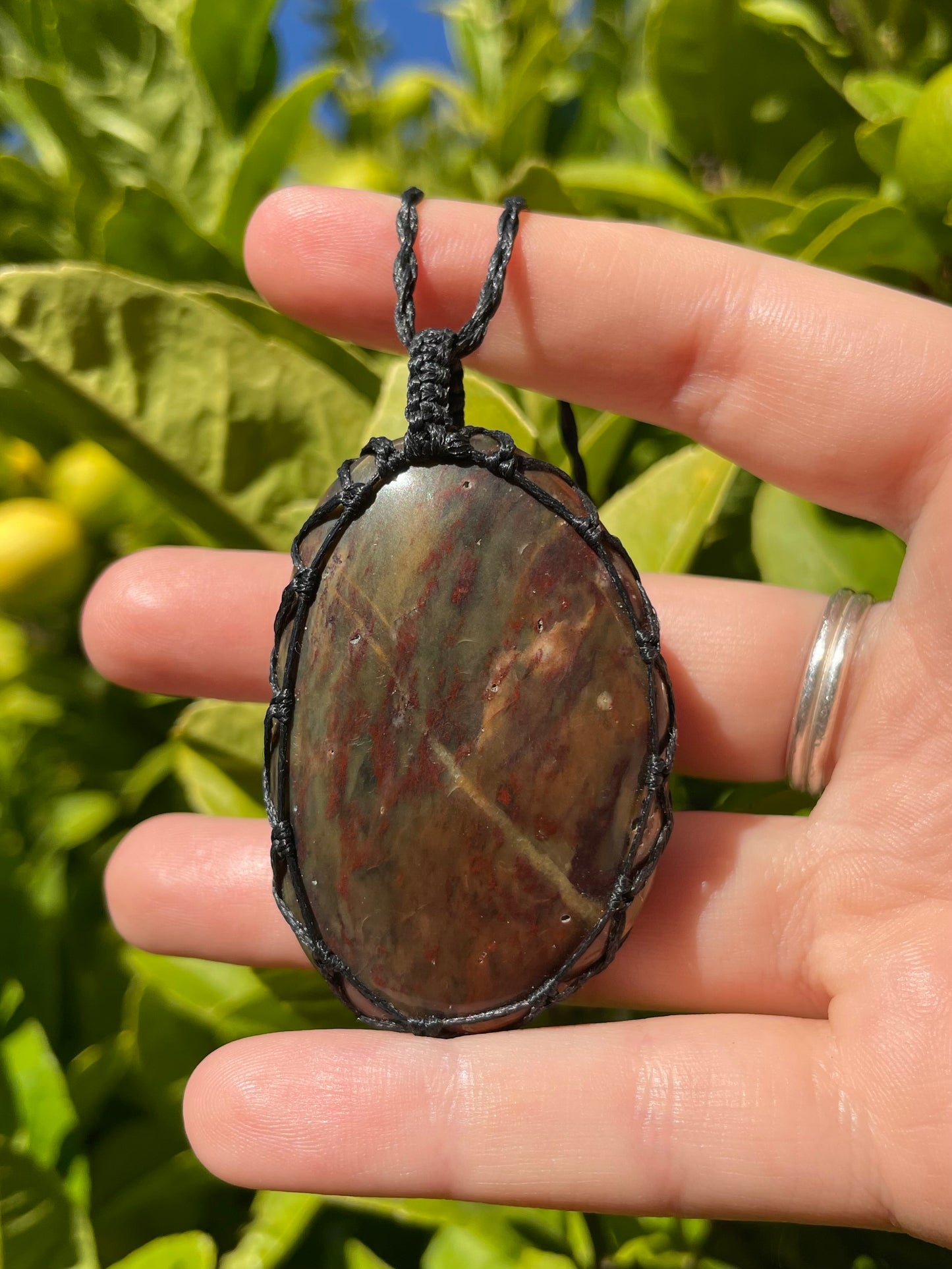 Tasmanian Jasper macrame necklace