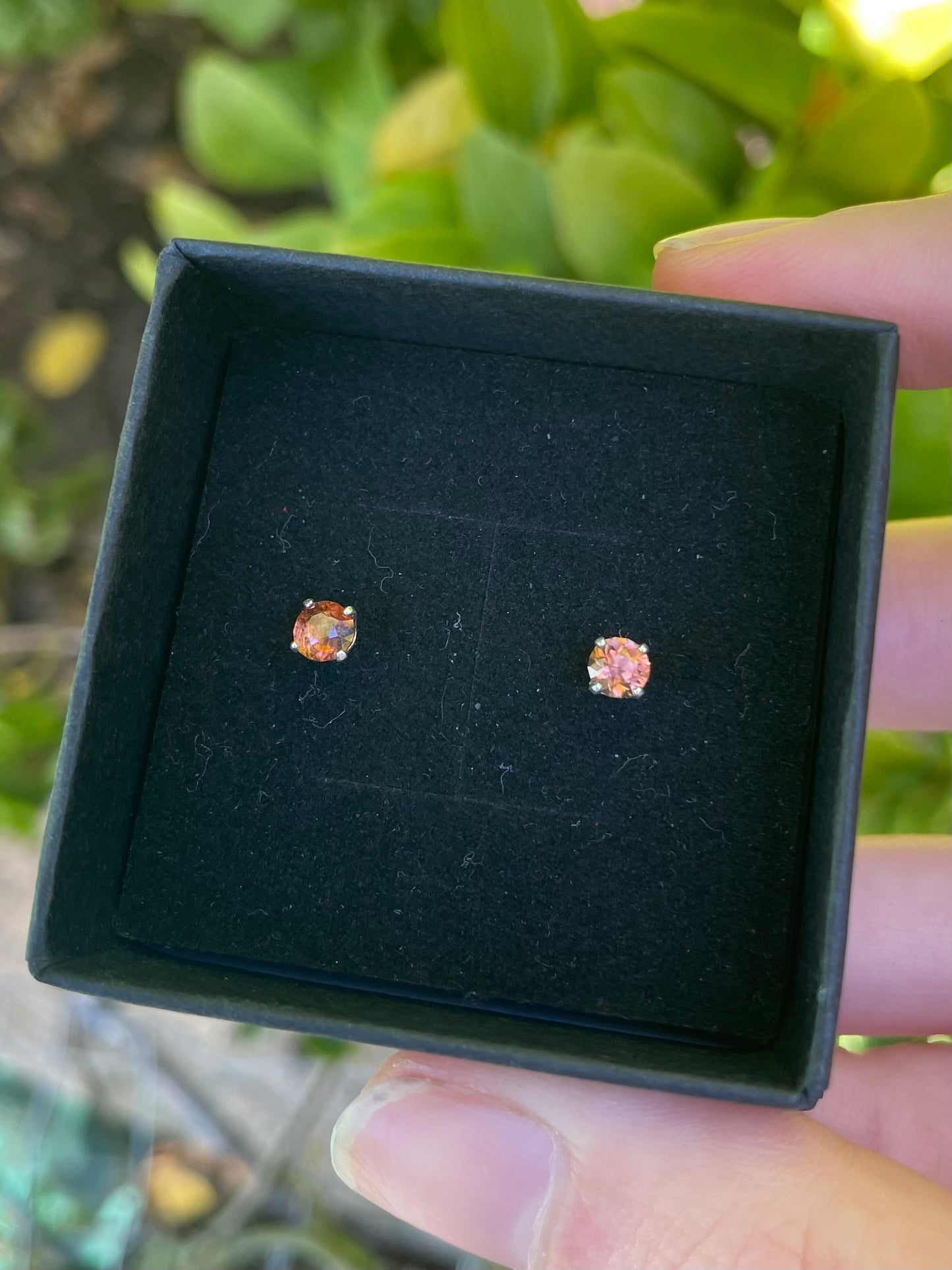 Tasmanian Red Zircon sterling silver stud earrings