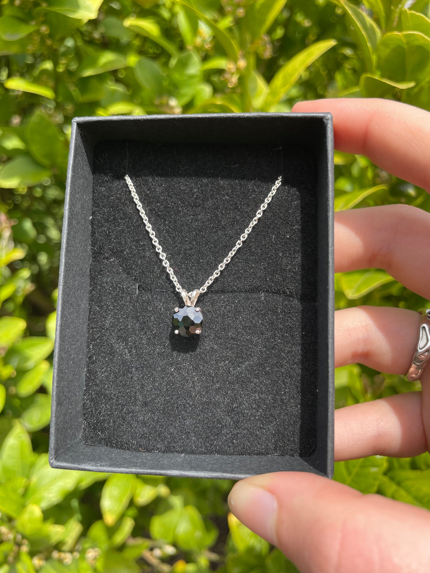 Tasmanian Black Spinel sterling silver necklace