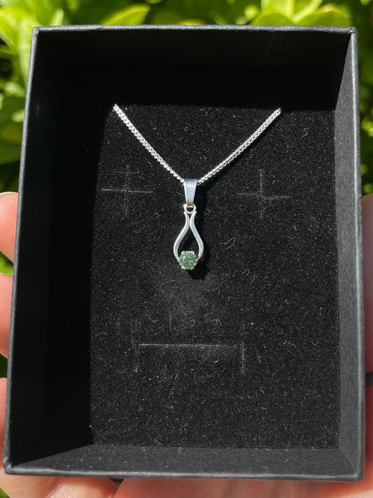 Tasmanian Sapphire sterling silver pendant necklace