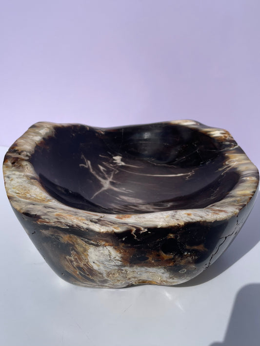 Tasmanian Opalized Wood entirely carved bowl