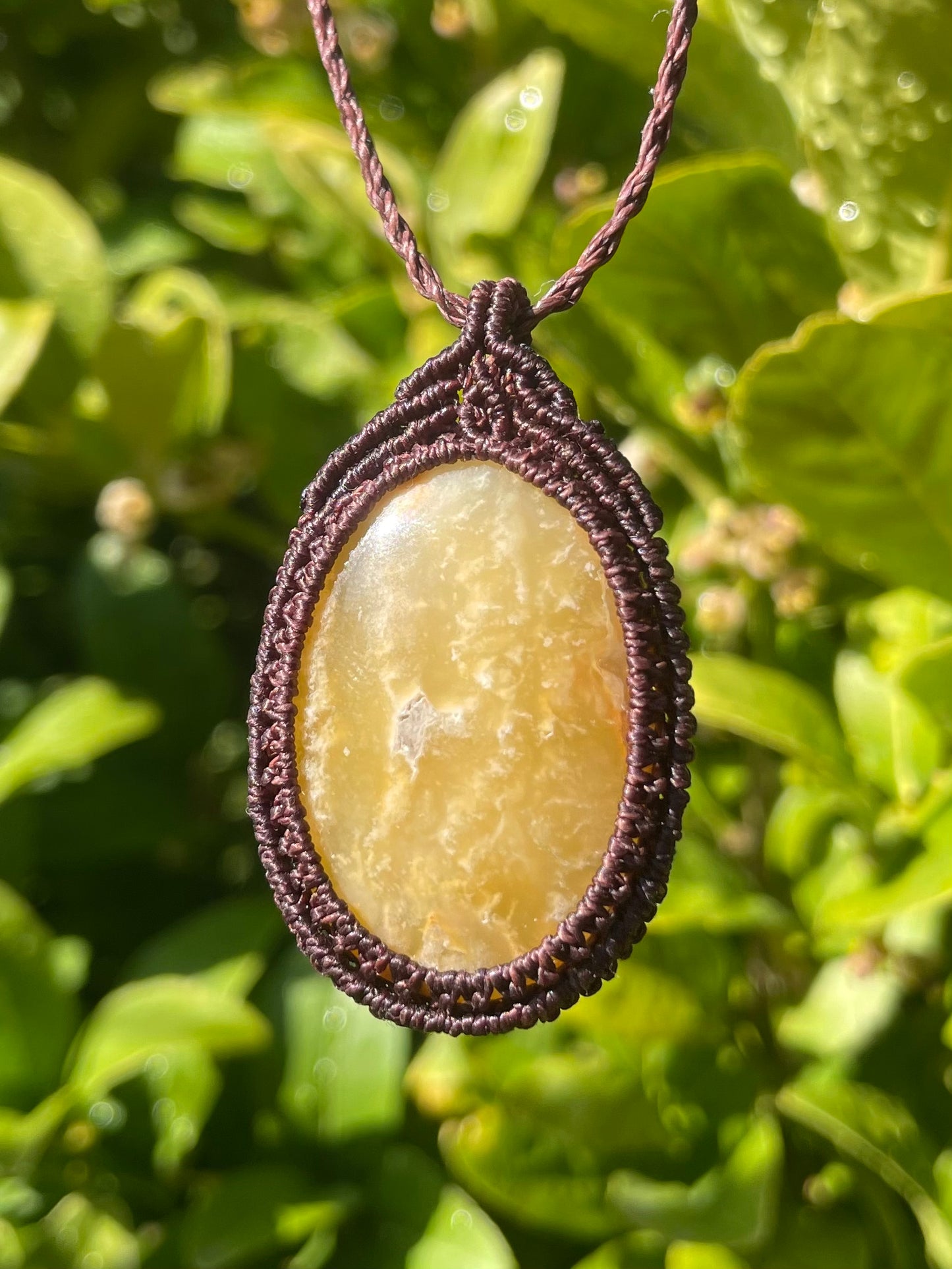 Tasmanian sunshine Chalcedony macrame necklace