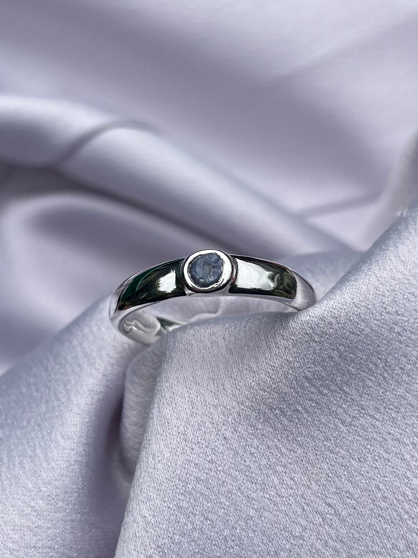 Raw Tasmanian Sapphire sterling silver ring