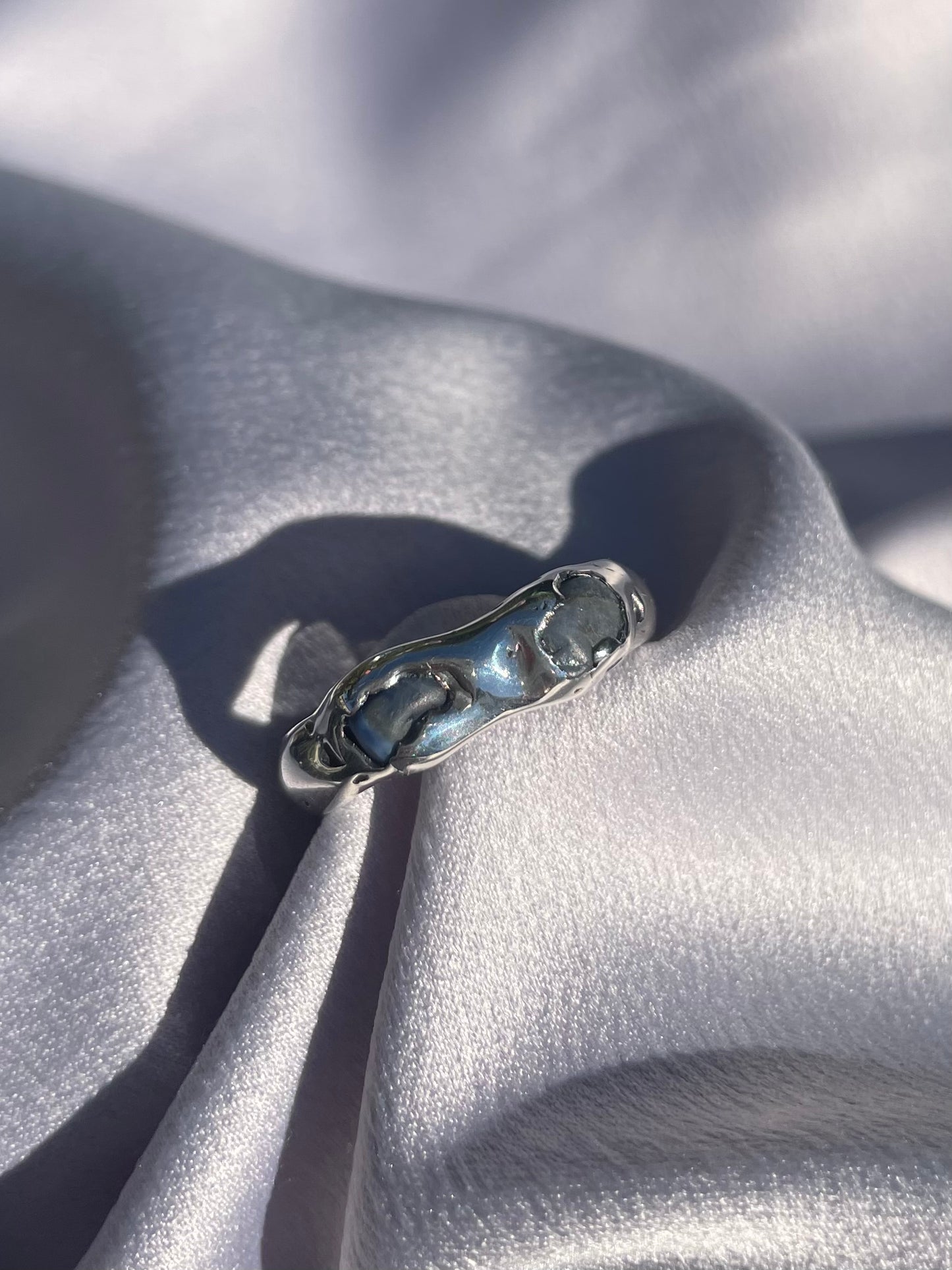 Raw Tasmanian Sapphire Sterling silver ring