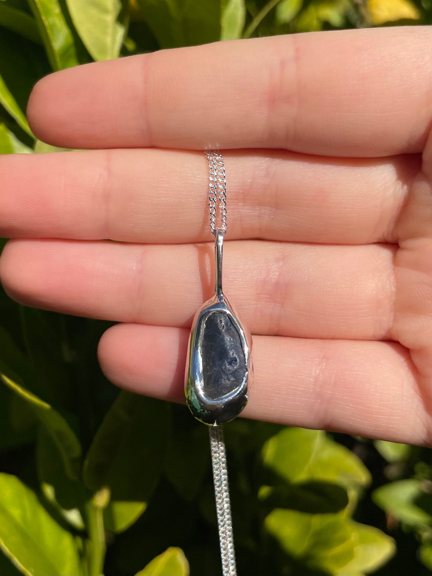 Raw Tasmanian Sapphire sterling silver XL pebble necklace