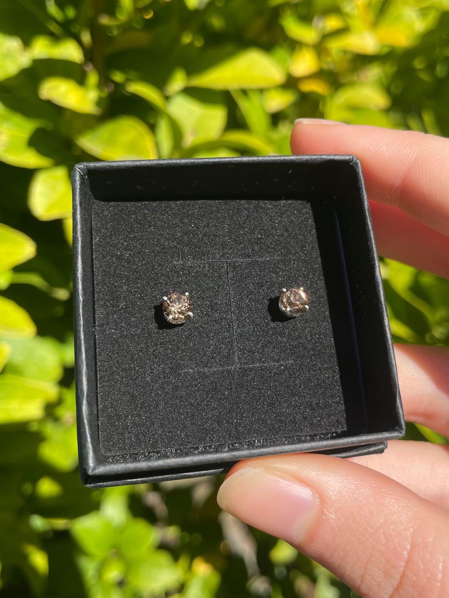 Tasmanian Smoky Quartz sterling silver stud earrings