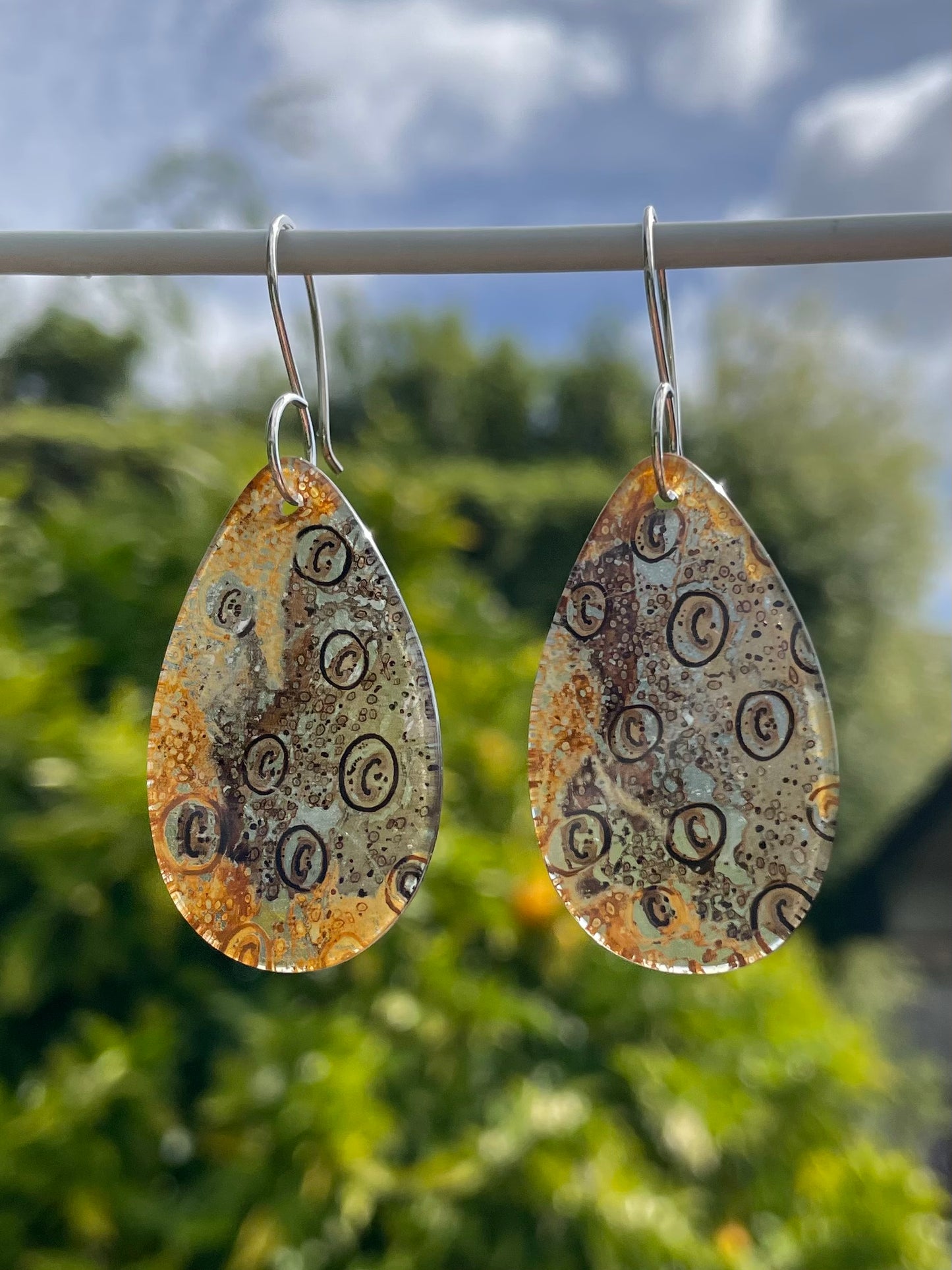 Tasmanian Petrified Fern sterling silver slice earrings