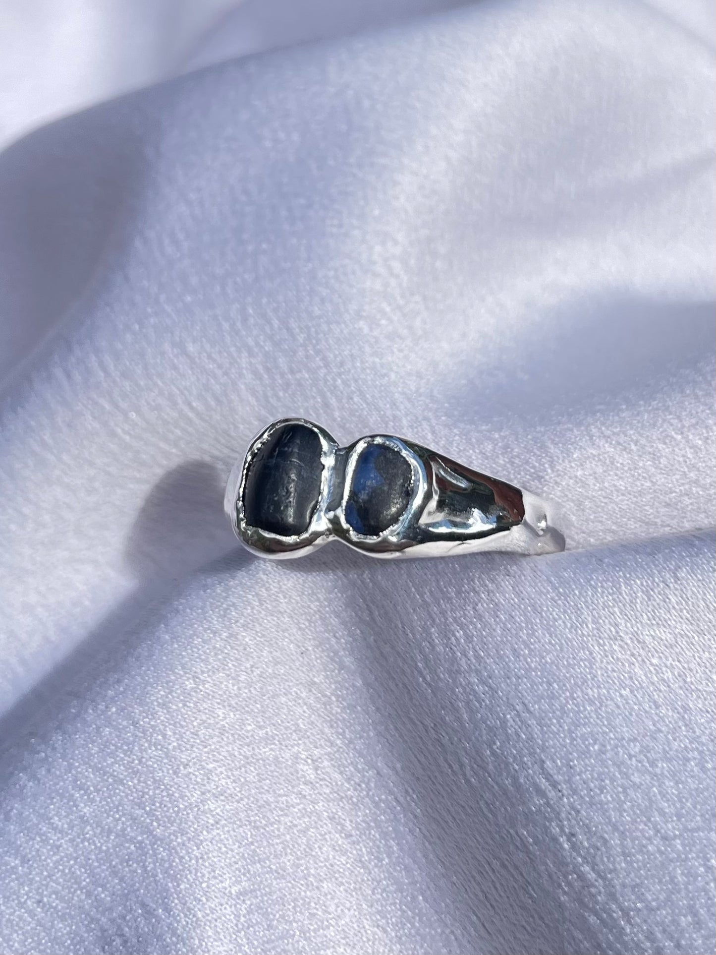 Raw Tasmanian Sapphire sterling silver ring