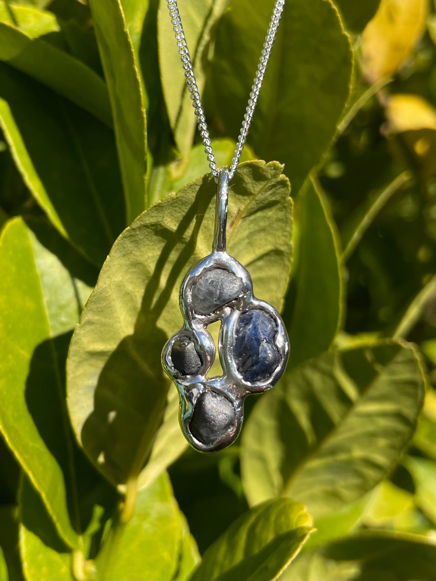 Raw Tasmanian Sapphire Sterling Silver necklace