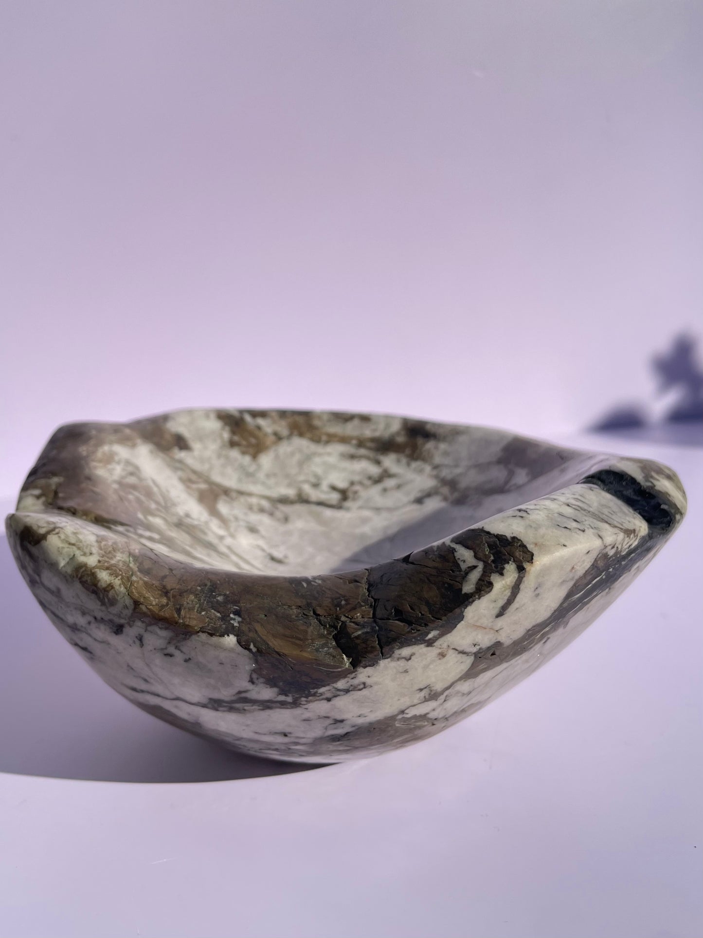 Tasmanian Zebra Quartz entirely carved bowl