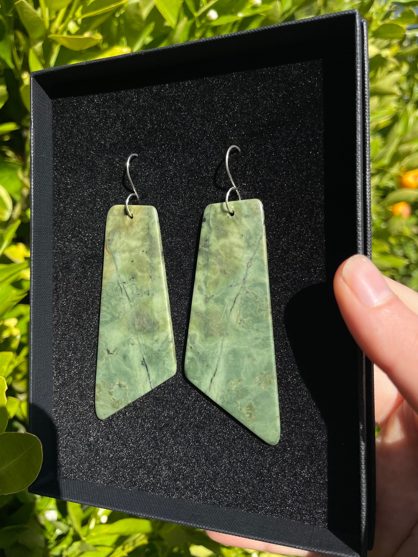 XXL Tasmanian Jade sterling silver earrings