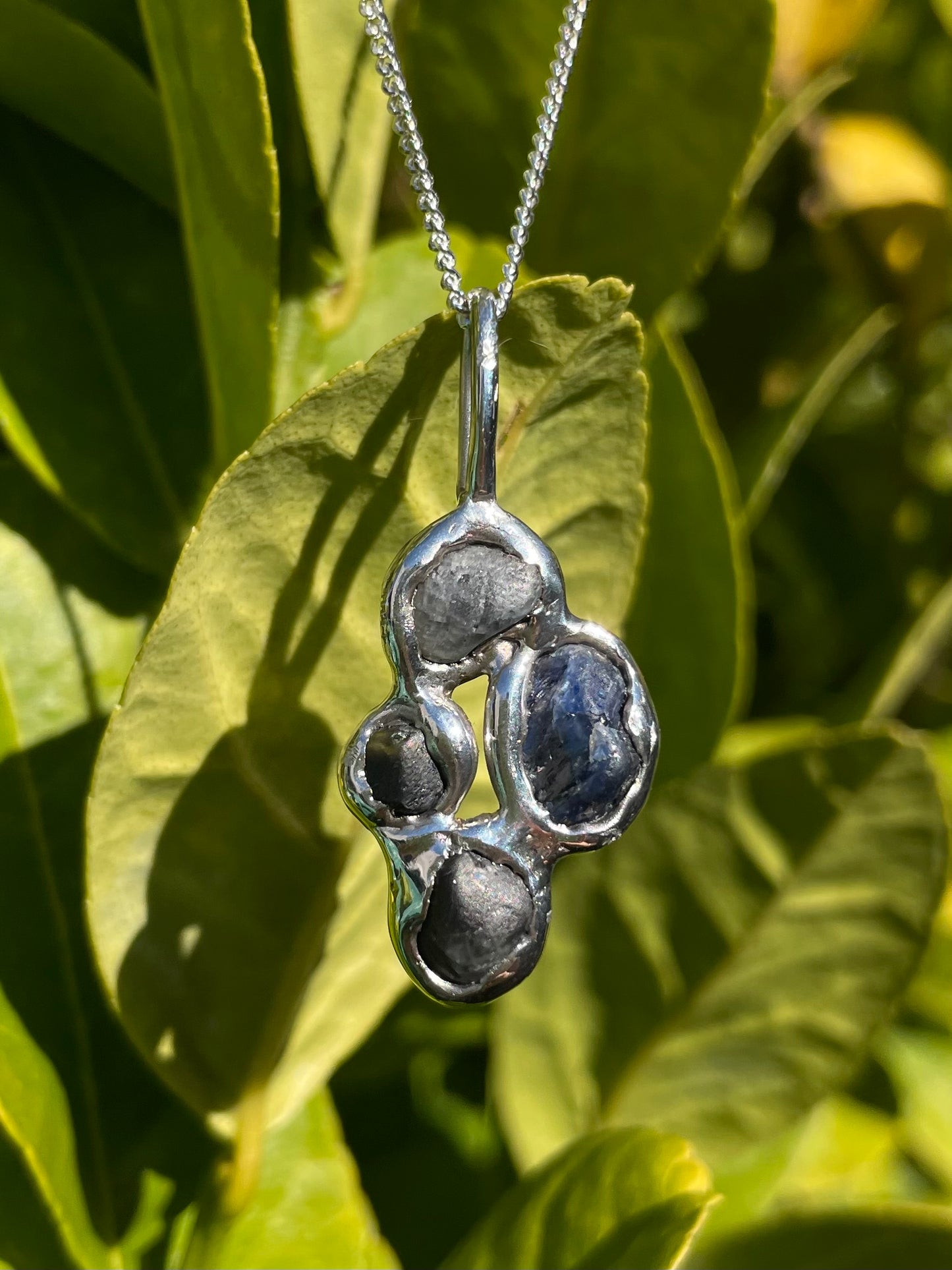 Raw Tasmanian Sapphire Sterling Silver necklace