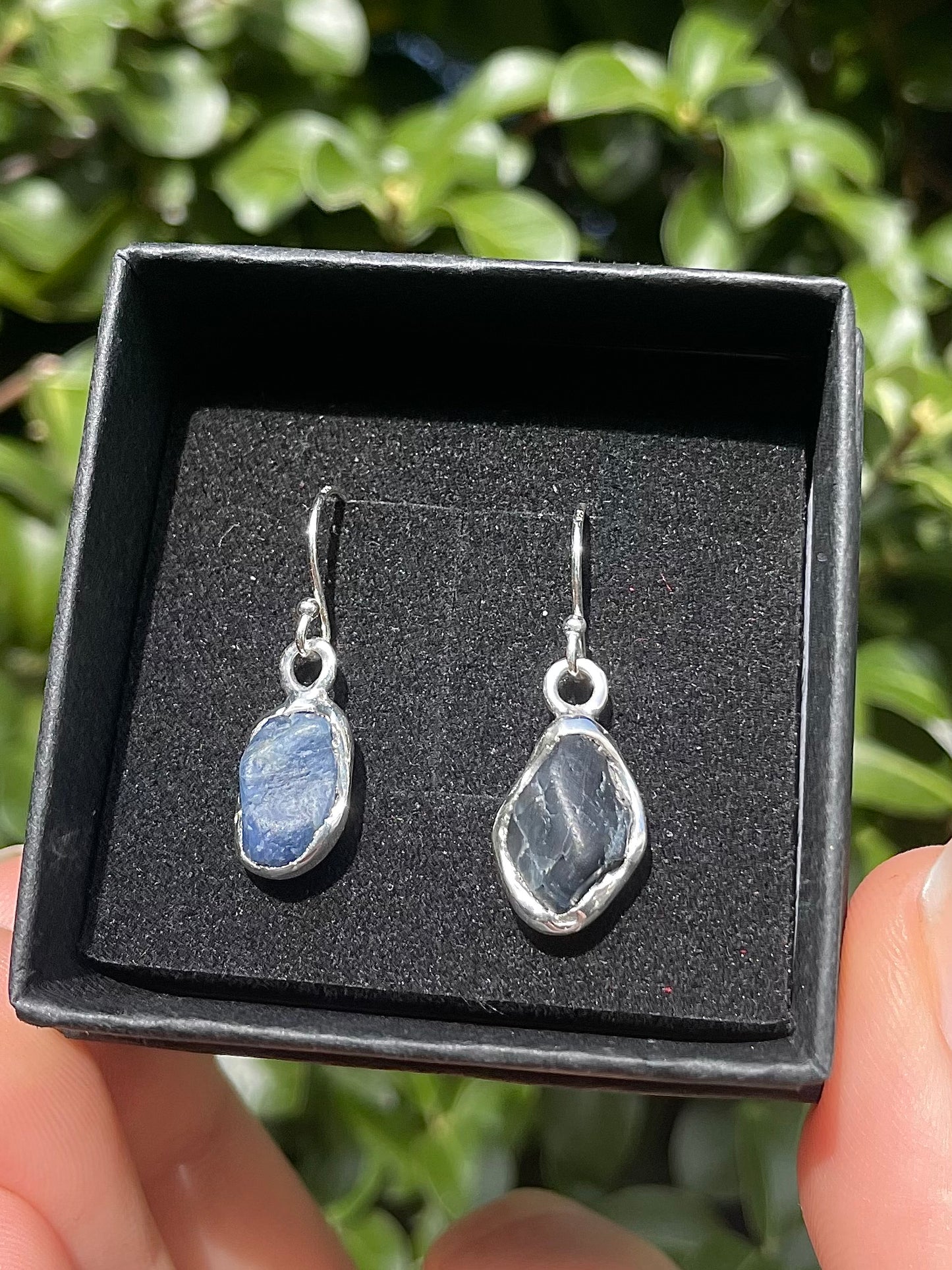 Raw Tasmanian Sapphire Sterling silver earrings