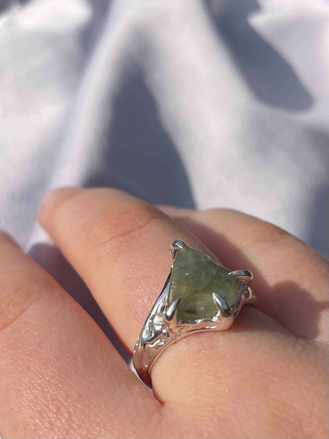 Raw Tasmanian Sapphire sterling silver ring