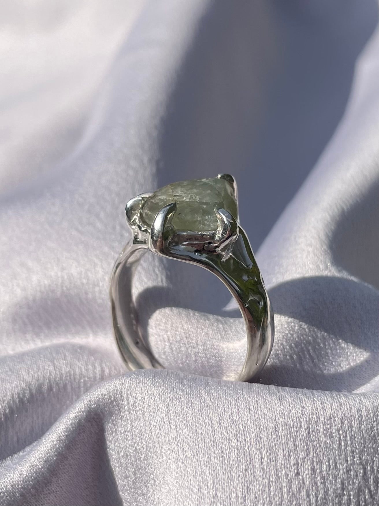 Raw Tasmanian Sapphire sterling silver ring