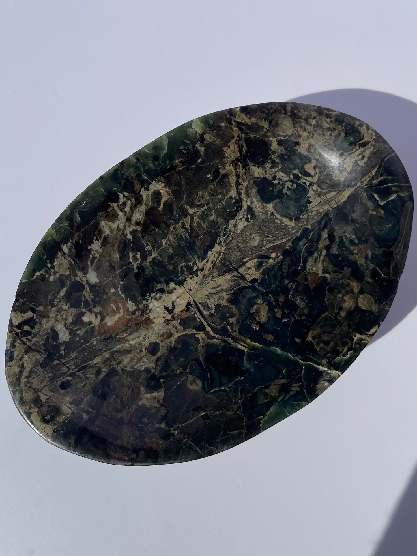 Tasmanian Serpentine Pyroxene entirely carved bowl