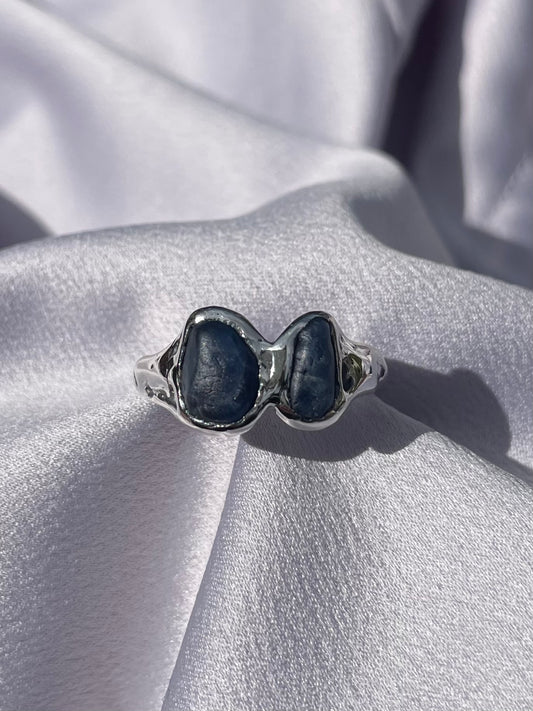 Raw Tasmanian Sapphire sterling silver ring