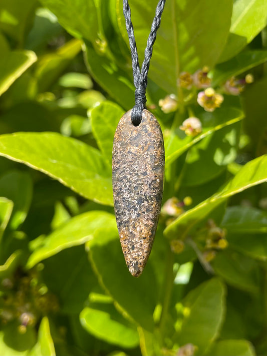 Tasmanian Petrified Fern macrame necklace