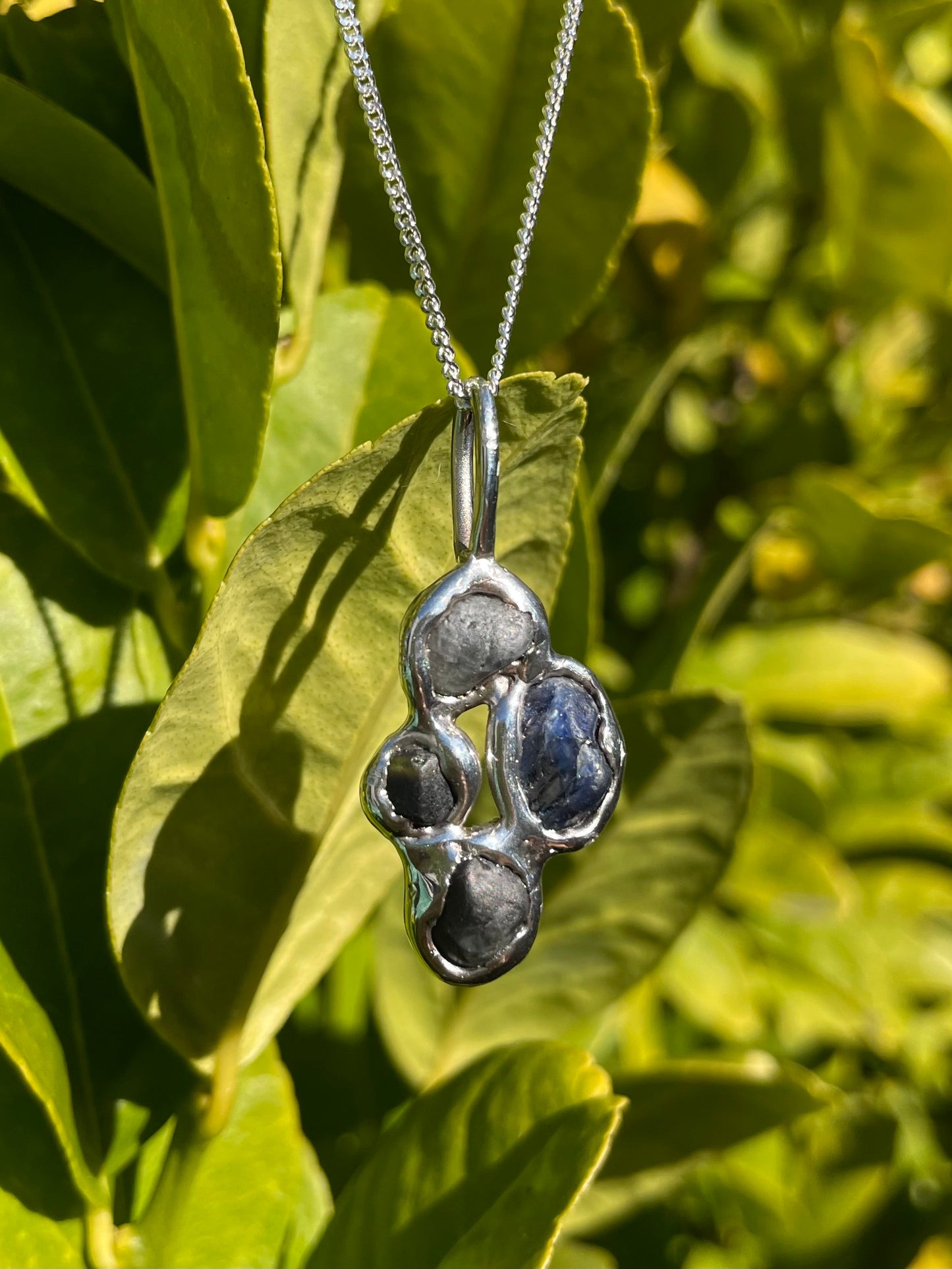 Raw Tasmanian Sapphire Sterling Silver necklace