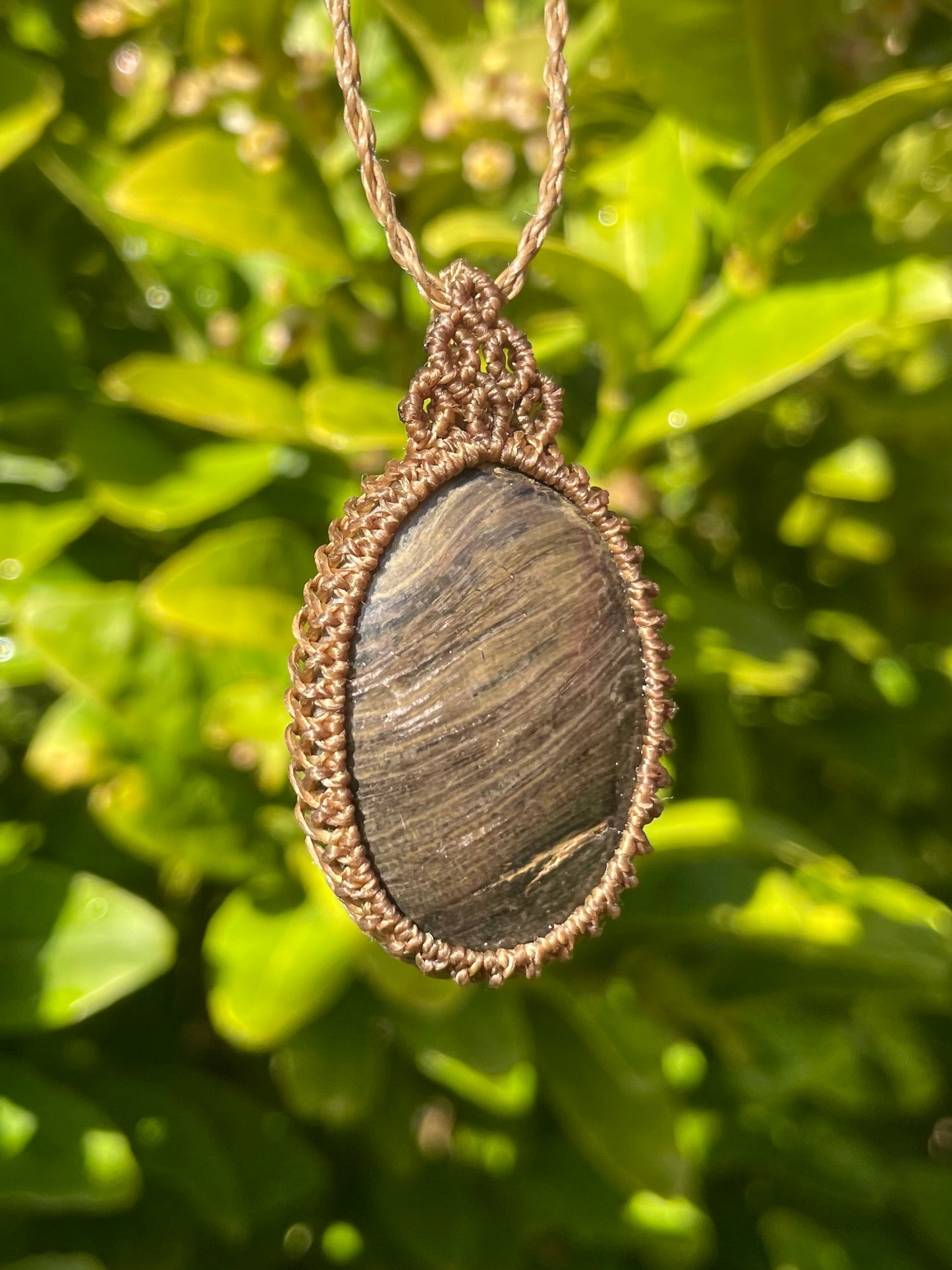 Tasmanian Petrified Wood macrame necklace