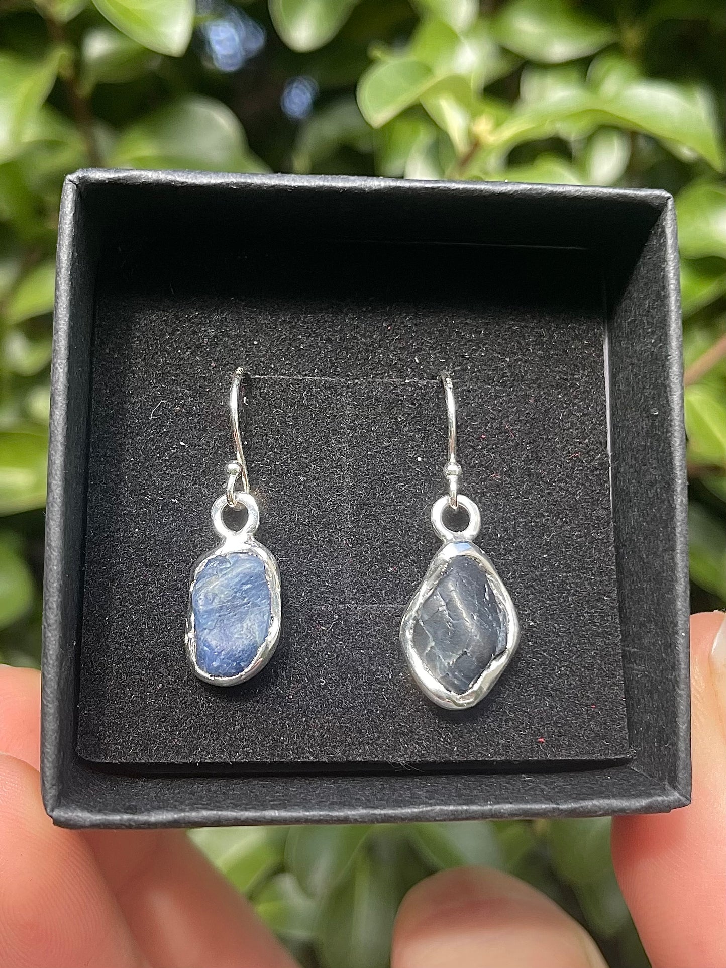 Raw Tasmanian Sapphire Sterling silver earrings