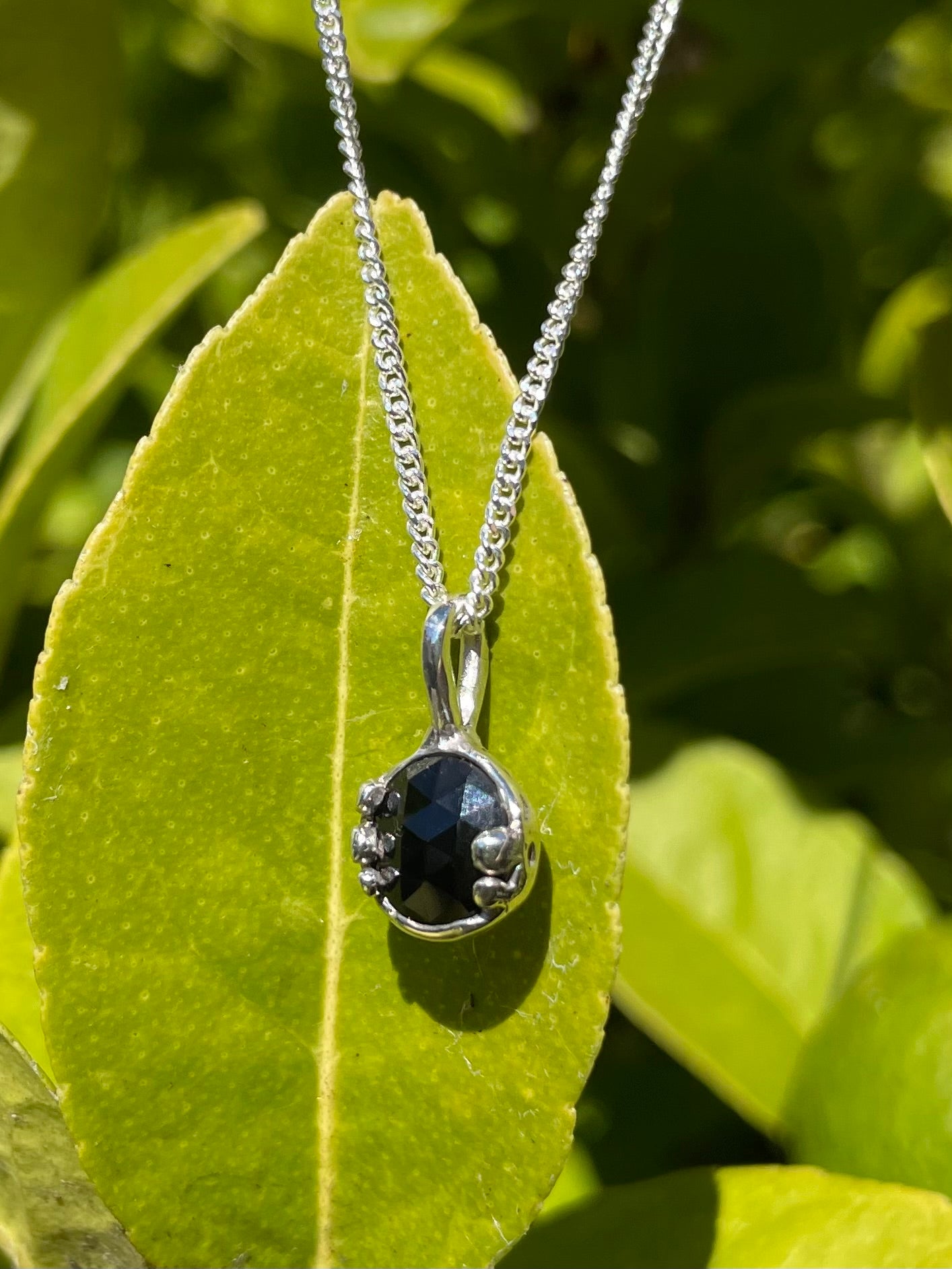 Tasmanian Black Spinel sterling silver necklace