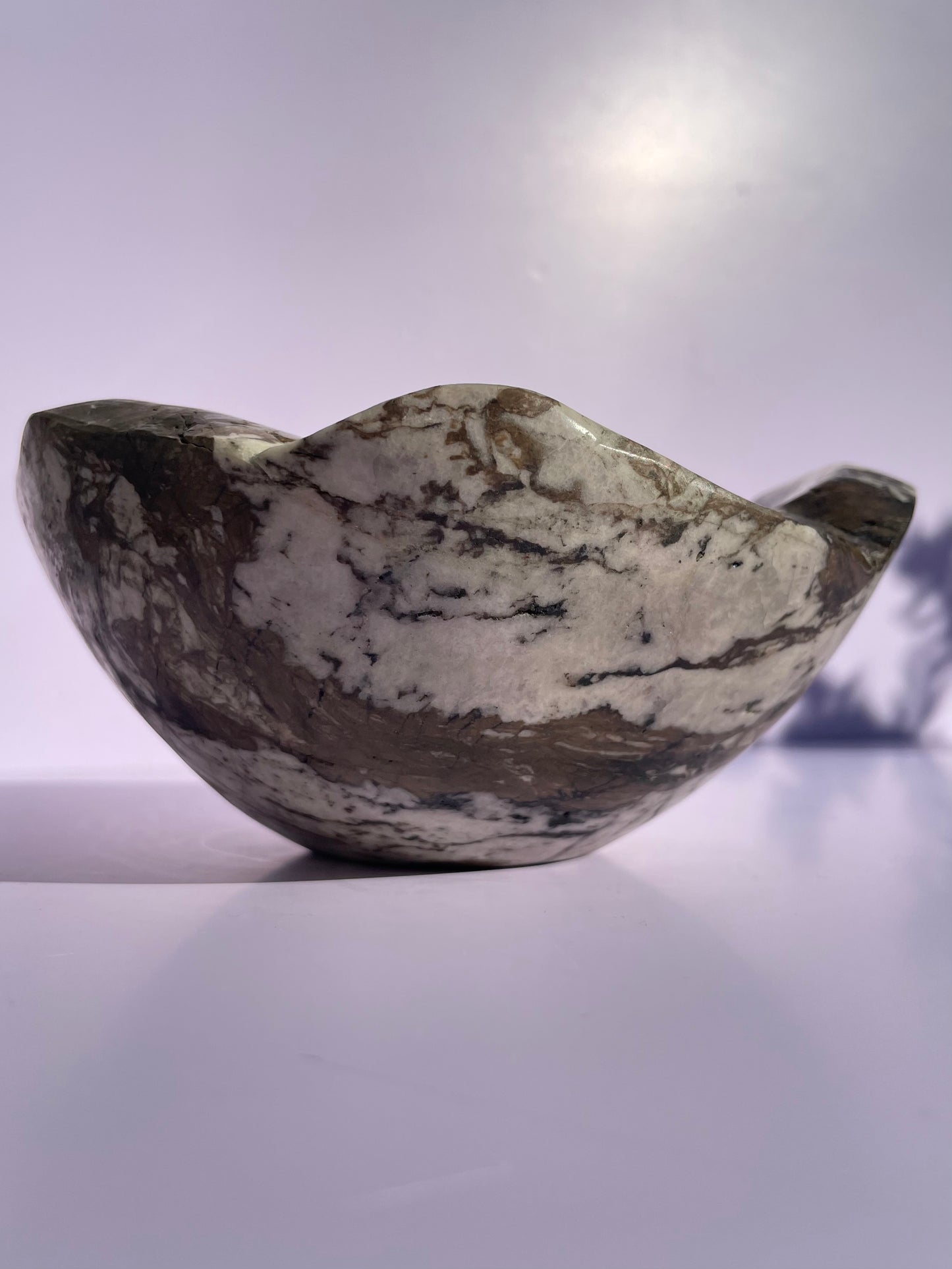 Tasmanian Zebra Quartz entirely carved bowl