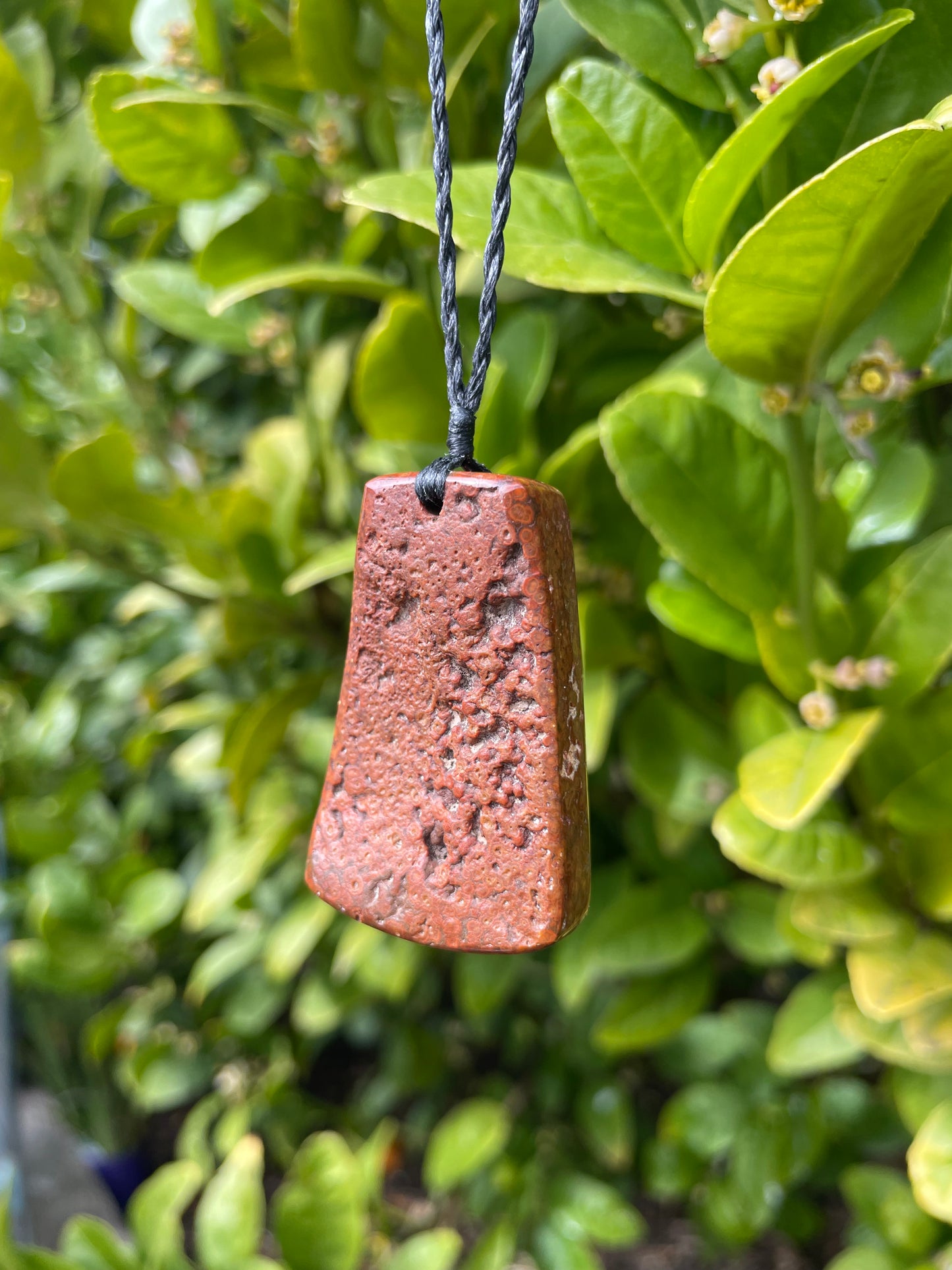 Tasmanian ocean Jasper macrame necklace