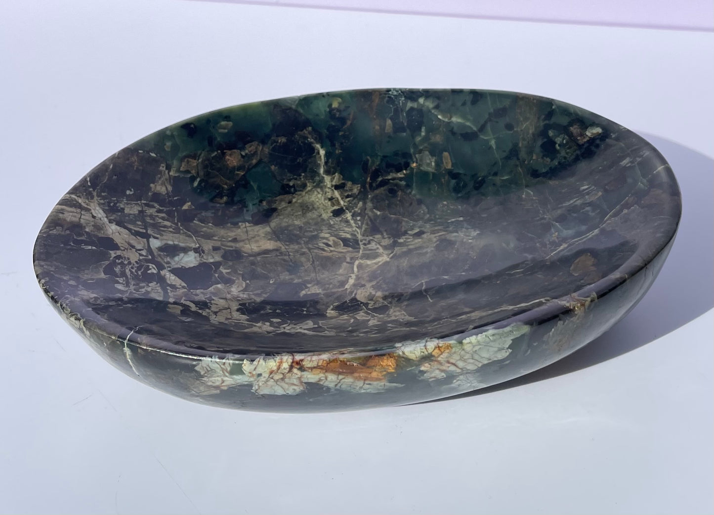 Tasmanian Serpentine Pyroxene entirely carved bowl