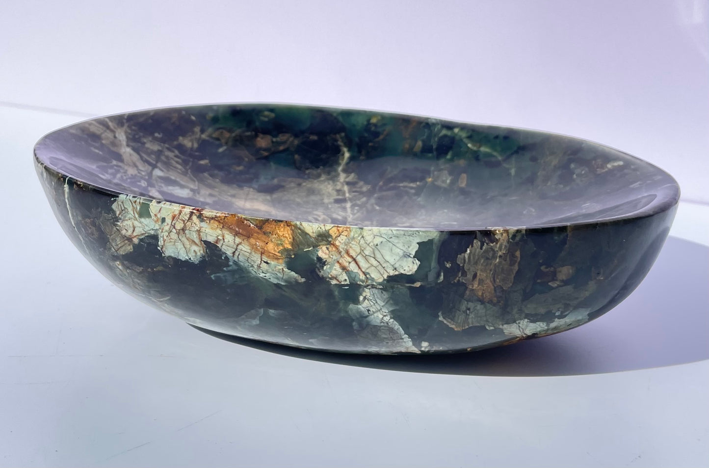 Tasmanian Serpentine Pyroxene entirely carved bowl