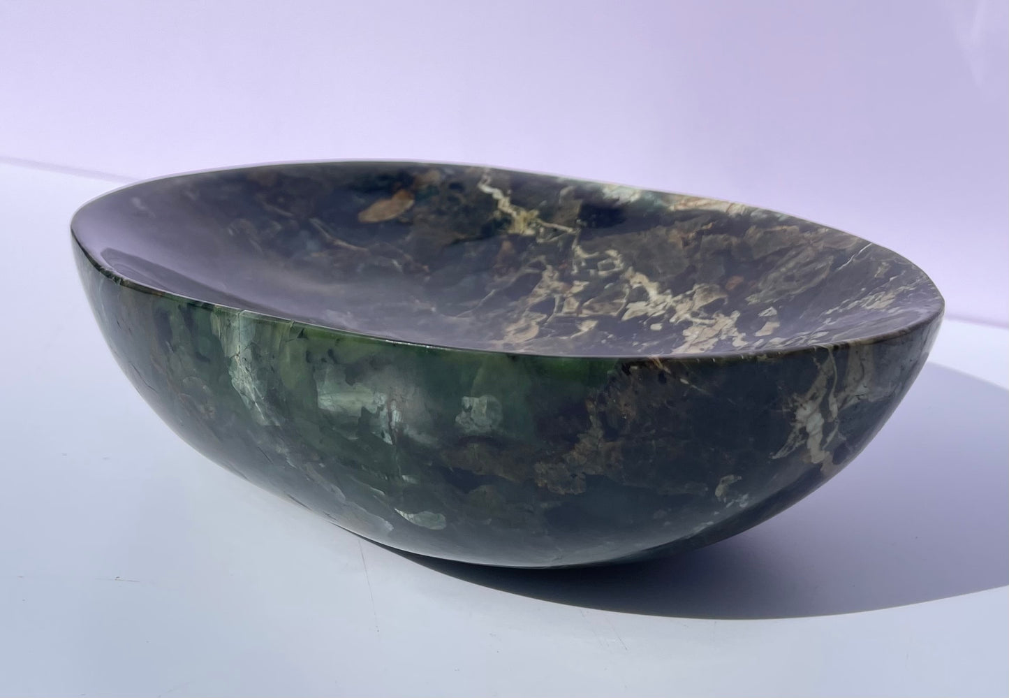 Tasmanian Serpentine Pyroxene entirely carved bowl